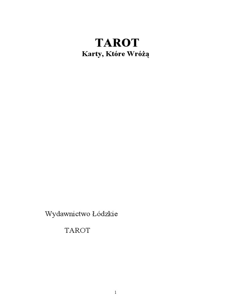 Tarot Thota Klucz Do Zrozumienia Pdf