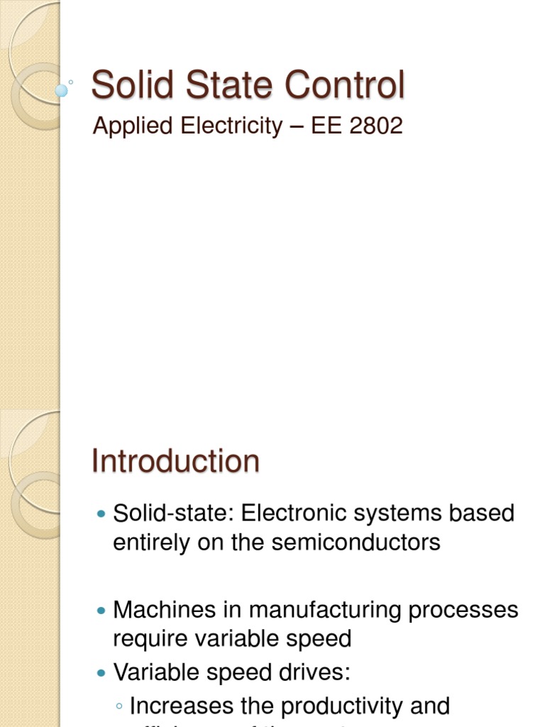 Solid State Control in Motor Drives | PDF | Rectifier | Electric Power
