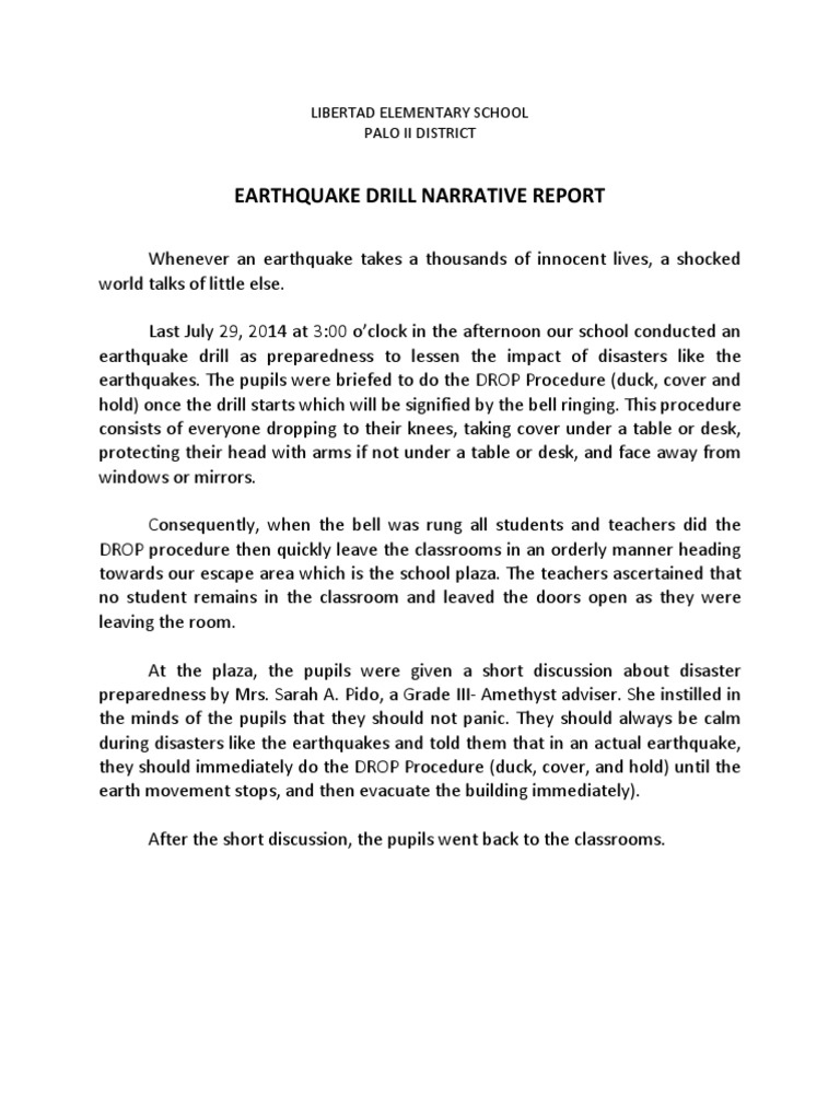Earthquake Drill PDF