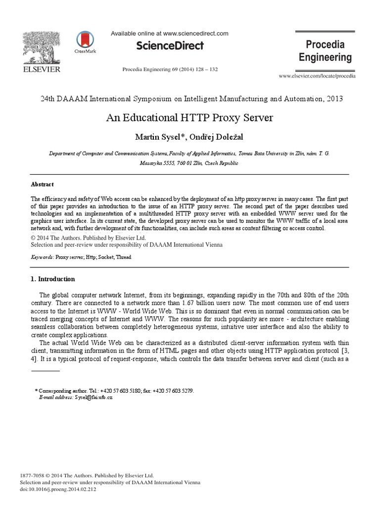 An Educational HTTP Proxy Server: Sciencedirect | PDF | Proxy Server ...