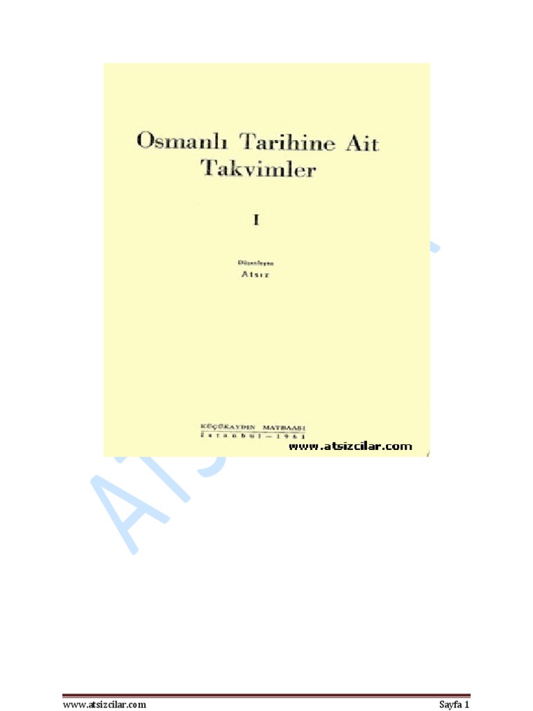 Osmanlı Tarihine Ait Takvimler