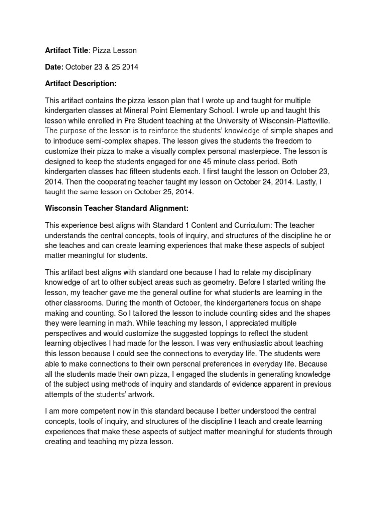Standard 1 Lesson Plan | PDF | Lesson Plan | Teachers