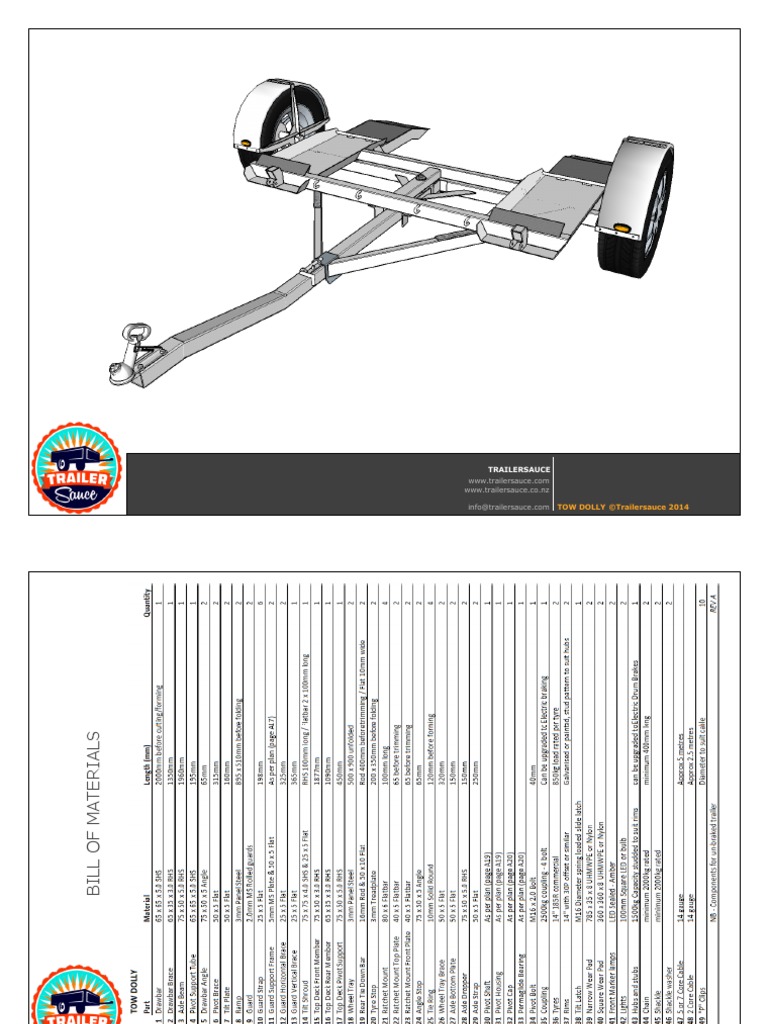 Tow Dolly Parts Diagram