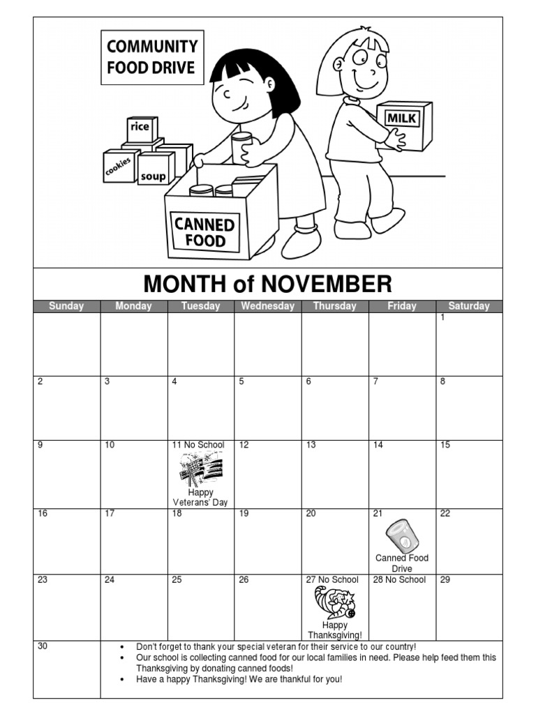 School November Events Calendar | PDF