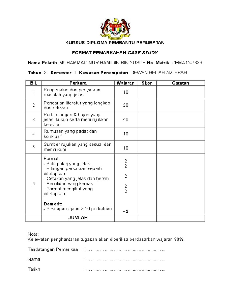 Ot case study format picture