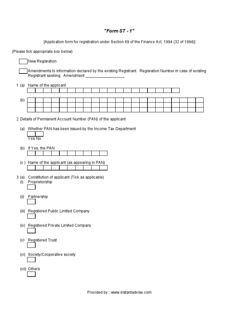 Form ST - 1 | PDF | Government | Social Institutions