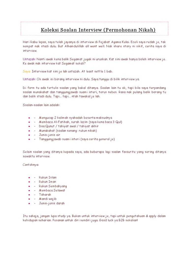 Koleksi Soalan Interview Pdf