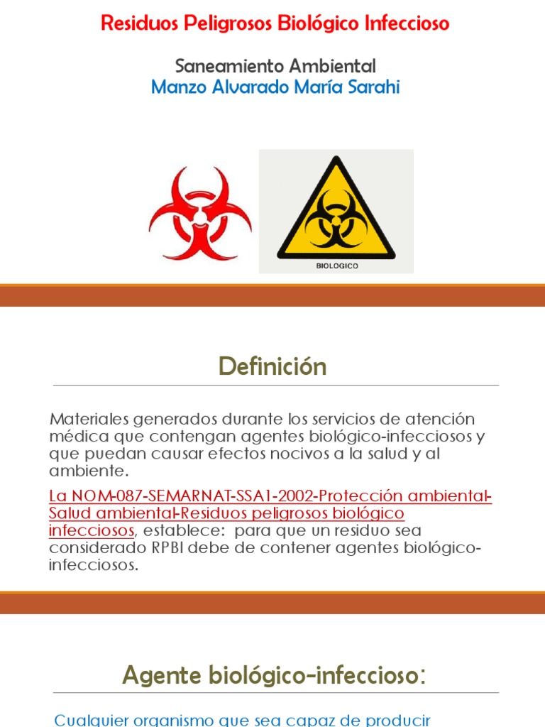 Definición y Manejo de RPBI | PDF | Sangre | Incineración