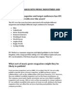 Task 4A - Research Into Music Industries and Institutions What Types of Magazine and Target Audiences Has IPC Been Associated With Over The Years?