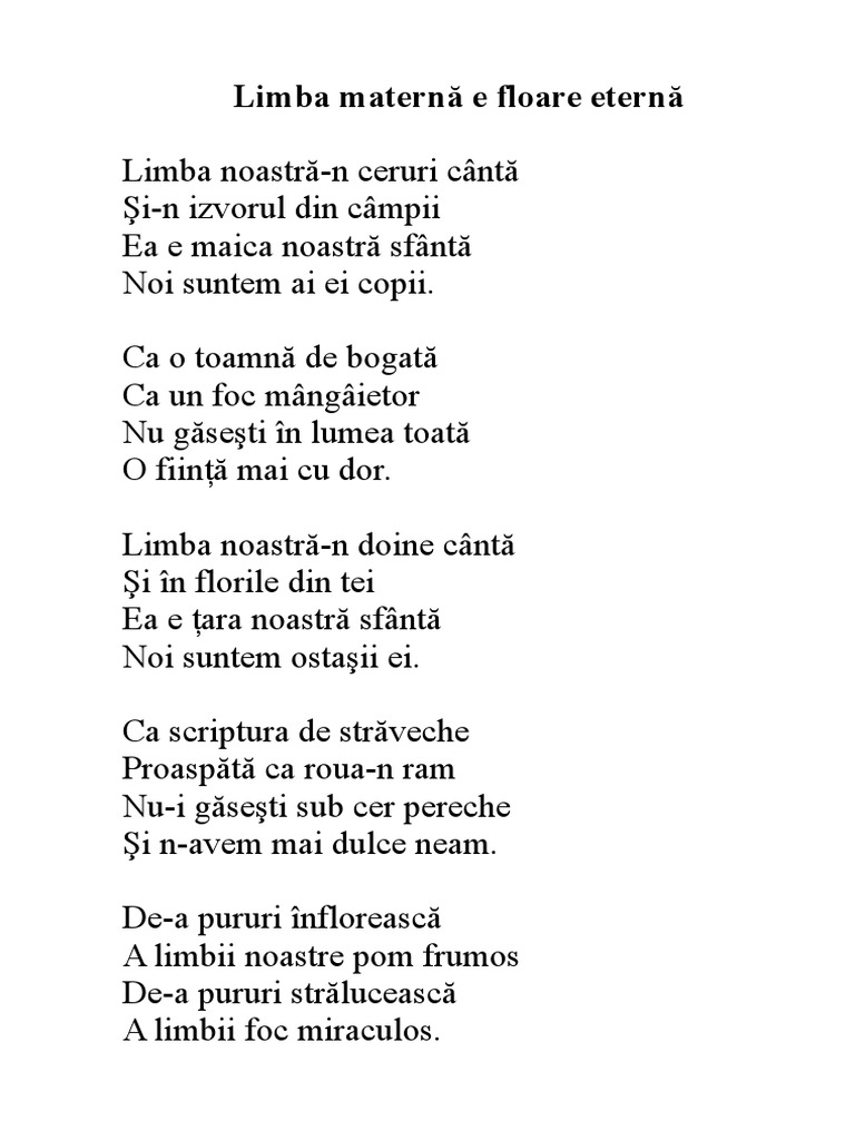 Limba Maternă e Floare Eternă | PDF
