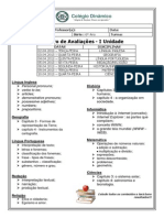 Roteiro de Avaliacao 6 Ao 9 Ano - I Unidade