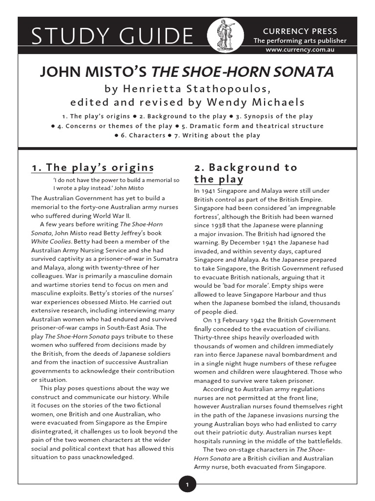 English Standard Shoe Horn Sonata Study Guide PDF Theatre