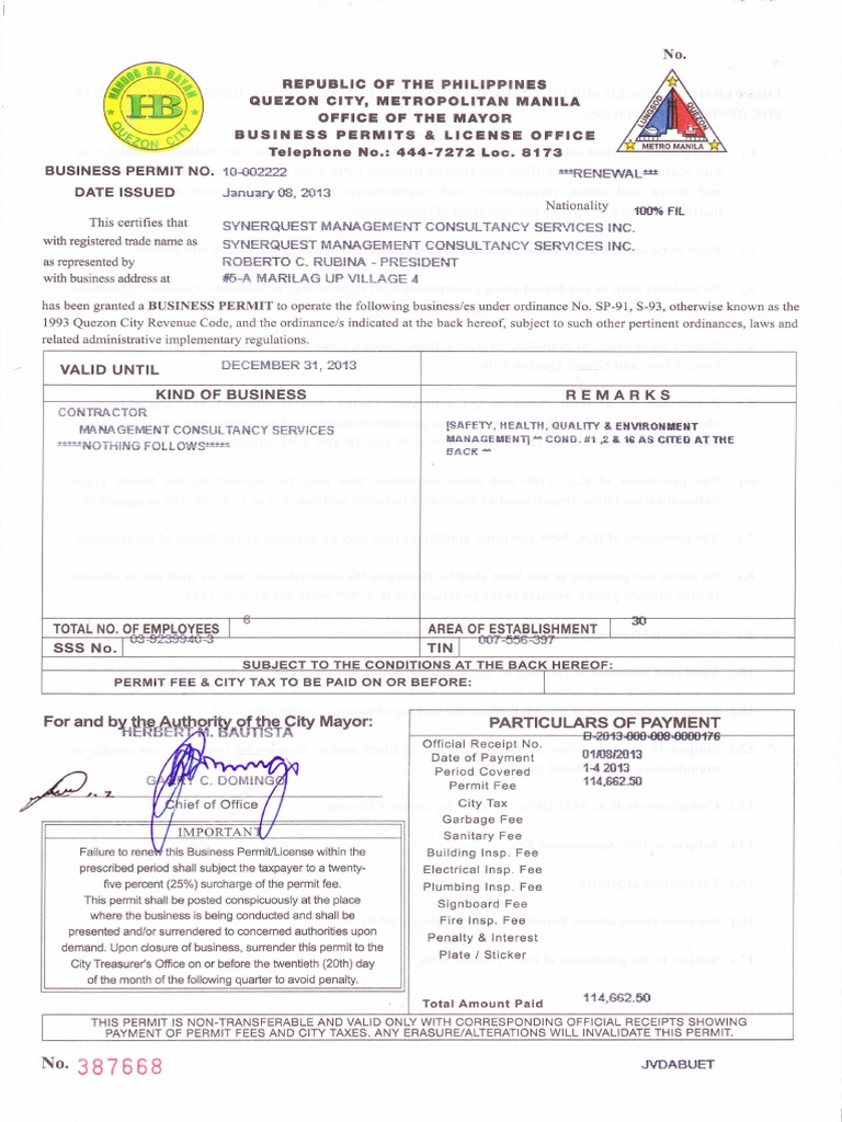 Quezon City Business Permit 2025 | PDF