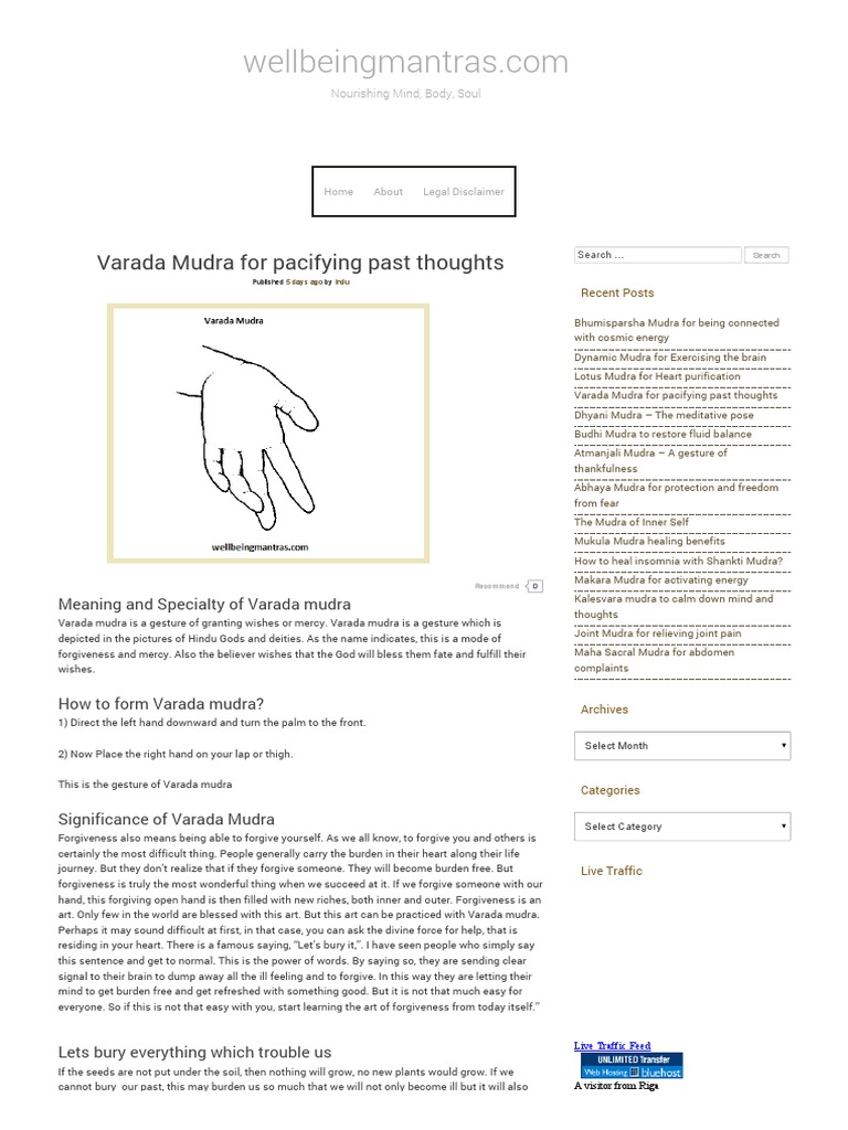 Varada Mudra For Pacifying Past Thoughts - Wellbeingmantras | PDF ...