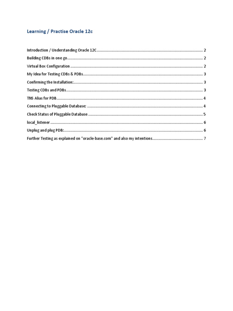 Practicing Oracle 12c CDB and PDB Management | PDF | Protein Data Bank ...