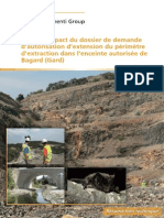 Etude D'impact Du Dossier de Demande D'autorisation D'extension Du Périmètre D'extraction Dans L'enceinte Autorisée de Bagard (Gard)