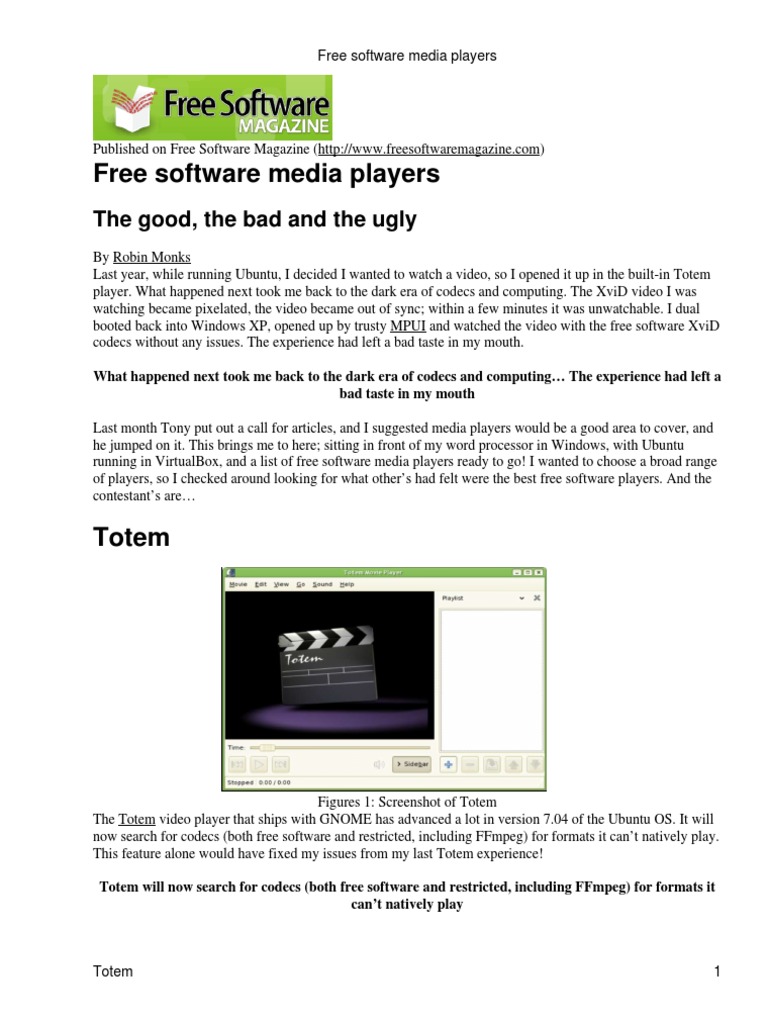 Free Software Media Players | PDF | Linux Distribution | Linux