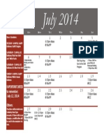 July 2014: Important Dates To Remember: - July 12, 2014 Others