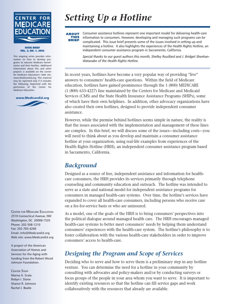 Setting Up A Hotline PDF | PDF | Medicare (United States) | Health System