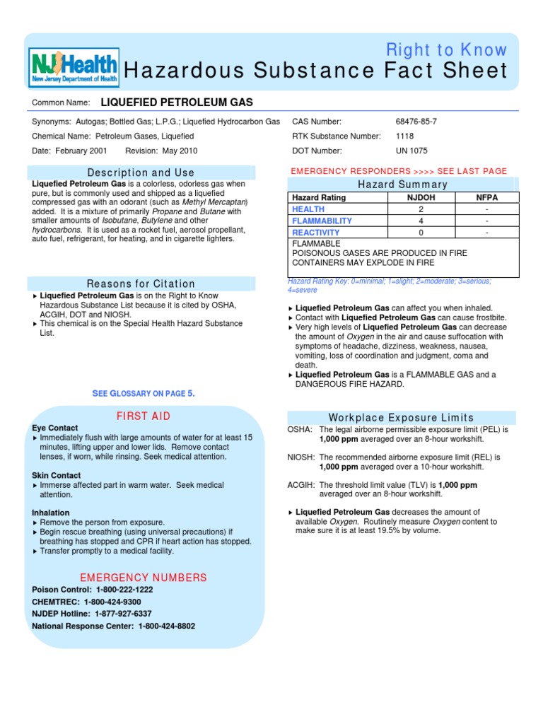 Hazardous Substance Fact Sheet Right To Know PDF Liquefied