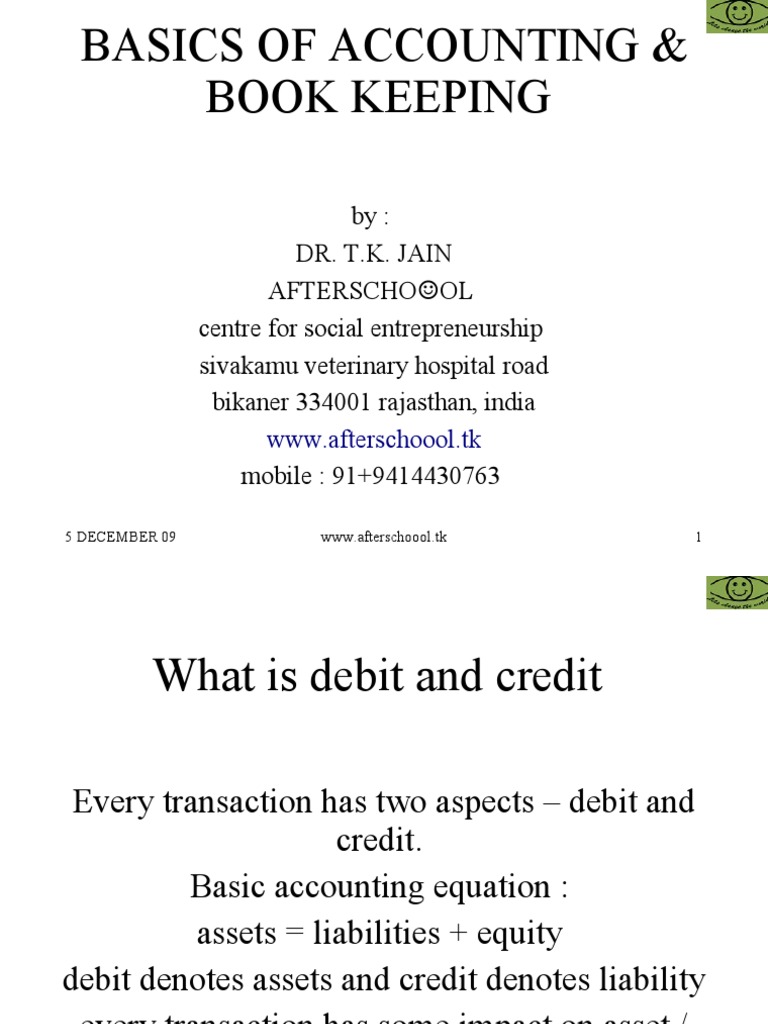 Basics of Accounting & Book Keeping PDF Debits And Credits Expense