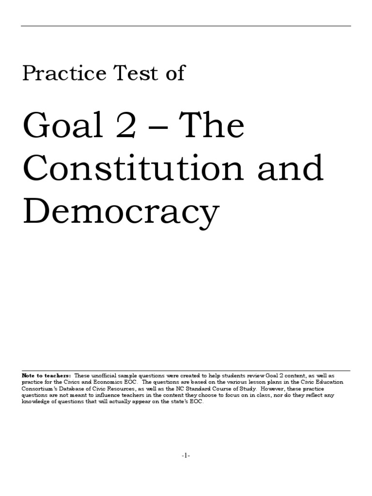 EOC Practice Test Goal2 United States Constitution U.S. State