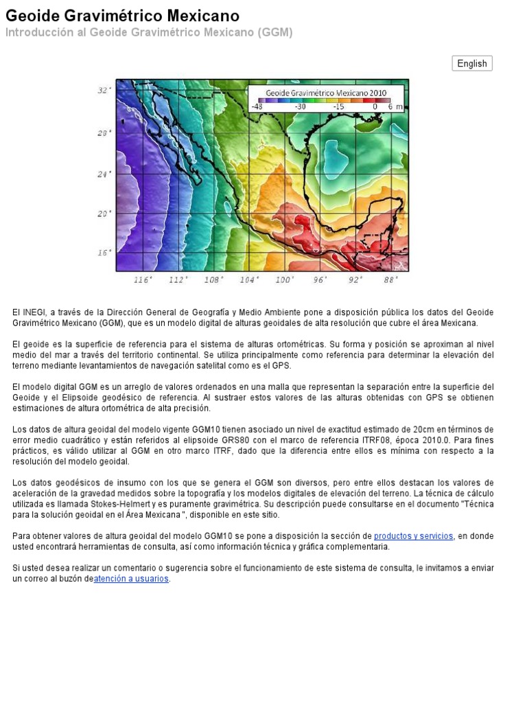 Geoide Gravimétrico Mexicano GGM10 | PDF | Geodesia | Topografía