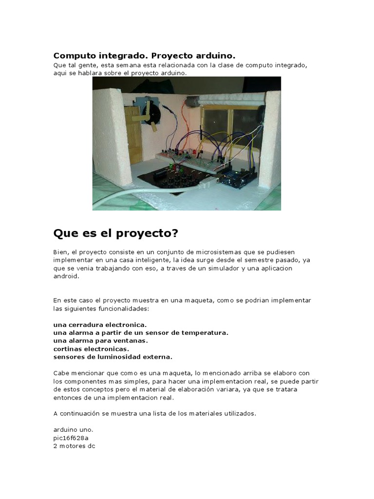 Proyecto Arduino casa inteligente | PDF | Arduino | Diodo