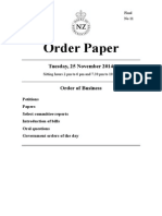 Order Paper for New Zealand Parliament sitting Tuesday 25 November 2014