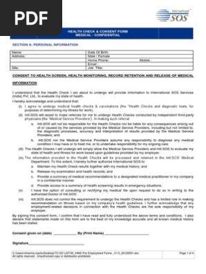 Health Check Consent Form