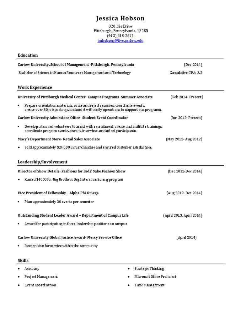 Fall 2014 Resume | PDF