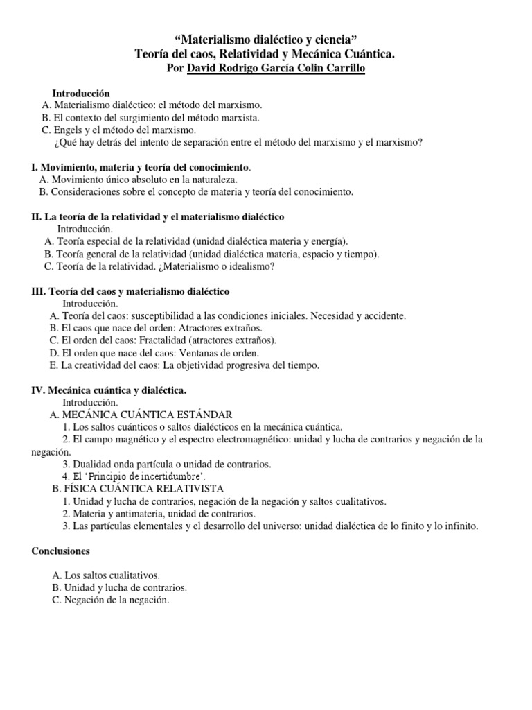Materialismo Dialectico Y Fisica Cuantica Pdf Dialéctico Materialismo