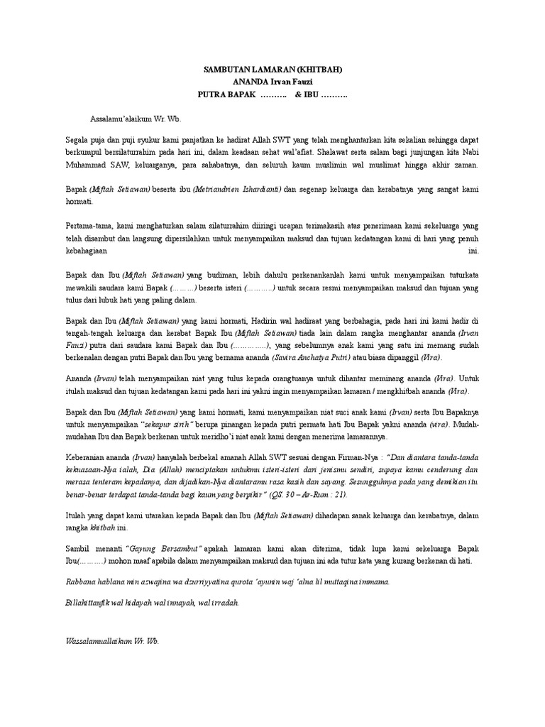 Sambutan Lamaran CPP