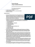106-158 Meeting and Event Planning Final Event Planning Project Individual Reflection