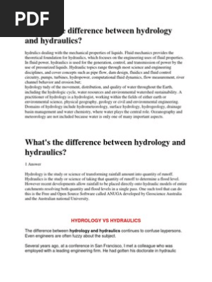 What Is The Difference Between Hydrology And Hydraulics Hydrology Hydraulics