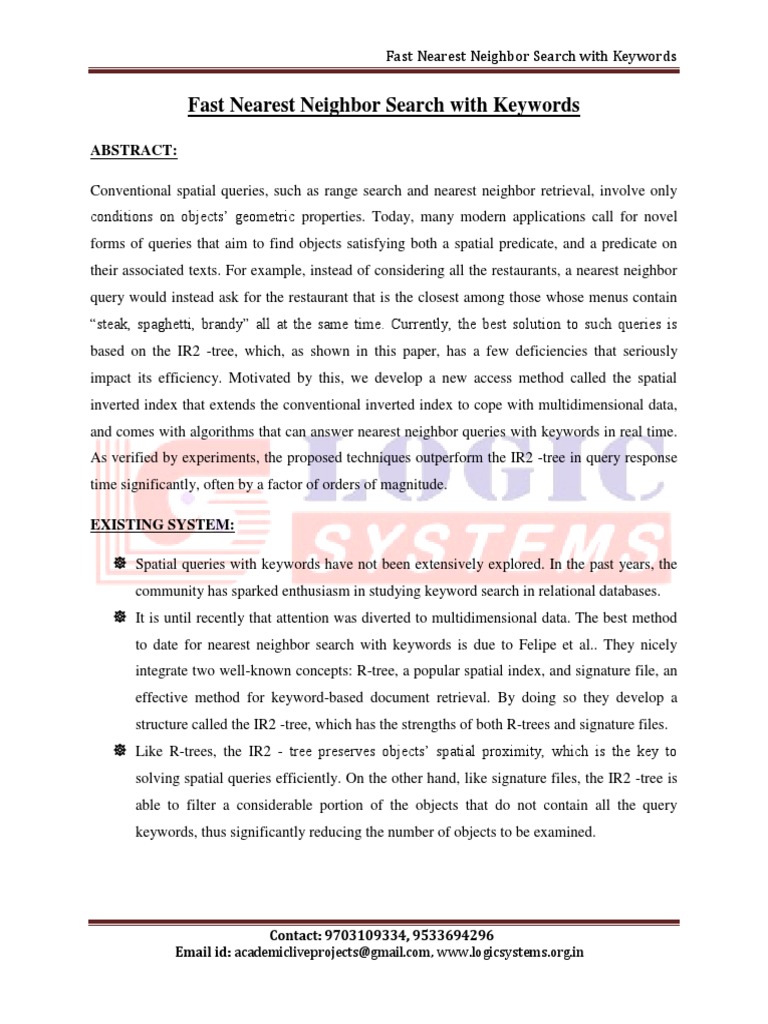 Fast Nearest Neighbor Search With Keywords | PDF | Search Engine ...