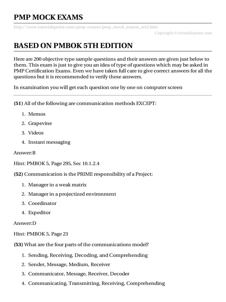 PMP Mock Exams Set2 | PDF
