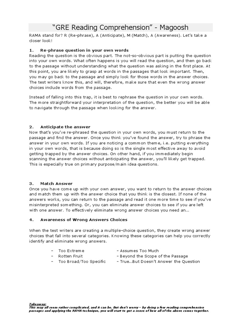 Mastering GRE Reading Comprehension | PDF | Reading Comprehension ...