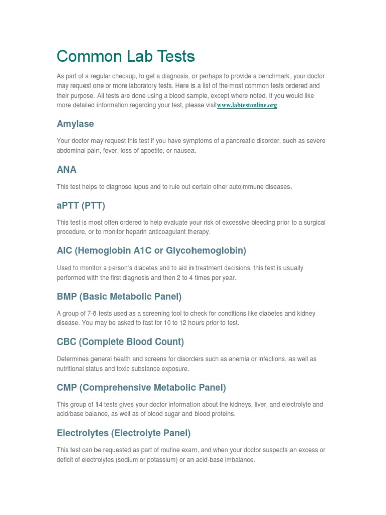Common Lab Tests Hypothyroidism Thyroid Stimulating Hormone