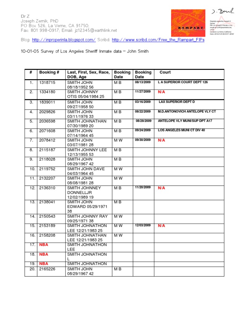 100105 Los Angeles County Sheriff's Department Online Inmate