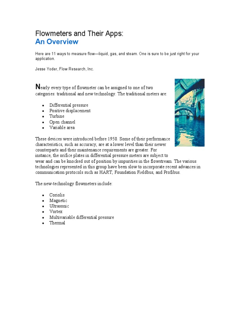 Flowmeter Types and Applications Guide | PDF | Flow Measurement | Fluid ...