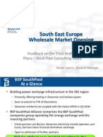 South East Europe Wholesale Market Opening, Feedback On The Final Draft of Pöyry-Nord Pool Consulting Study