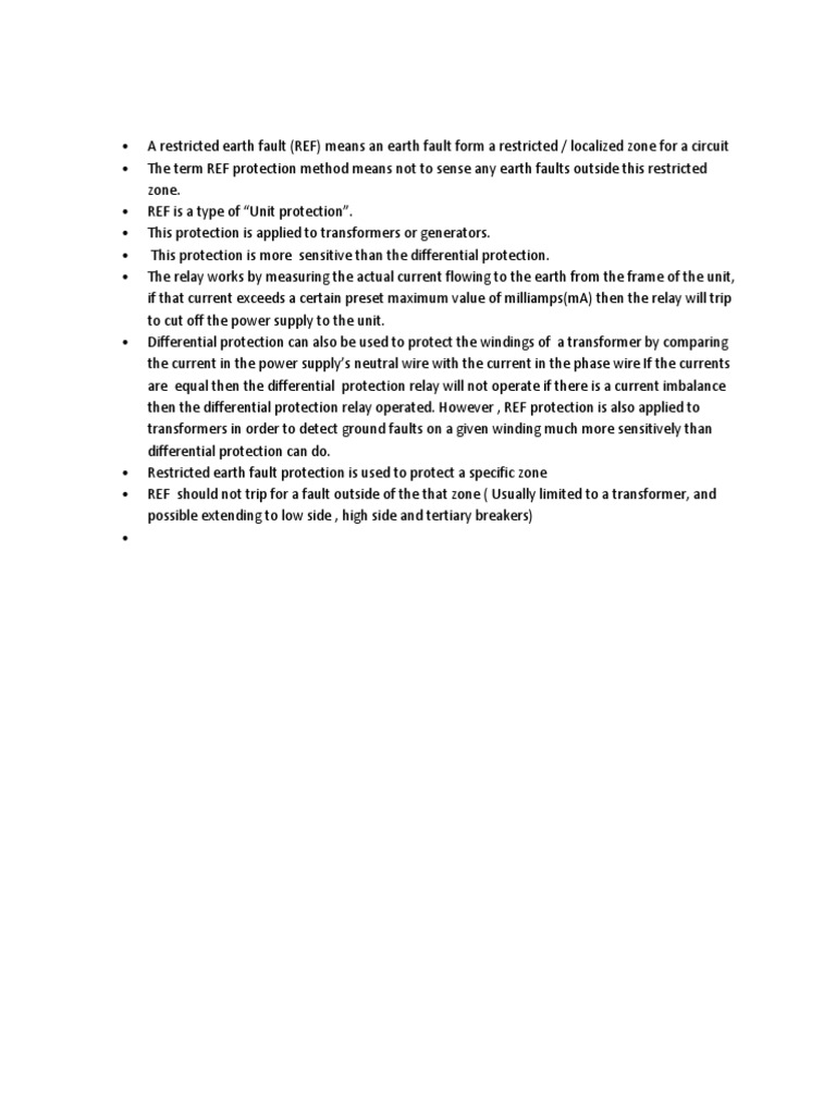 Restricted Earth Fault Protection Guide | PDF | Science & Mathematics