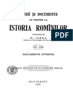 Nicolae Iorga - Studiĭ Și Documente Cu Privire La Istoria Romînilor. Volumul 22 - Documente Interne