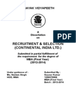 Recruitment & Selection (Continental India LTD.) : Vinayak Vidyapeeth