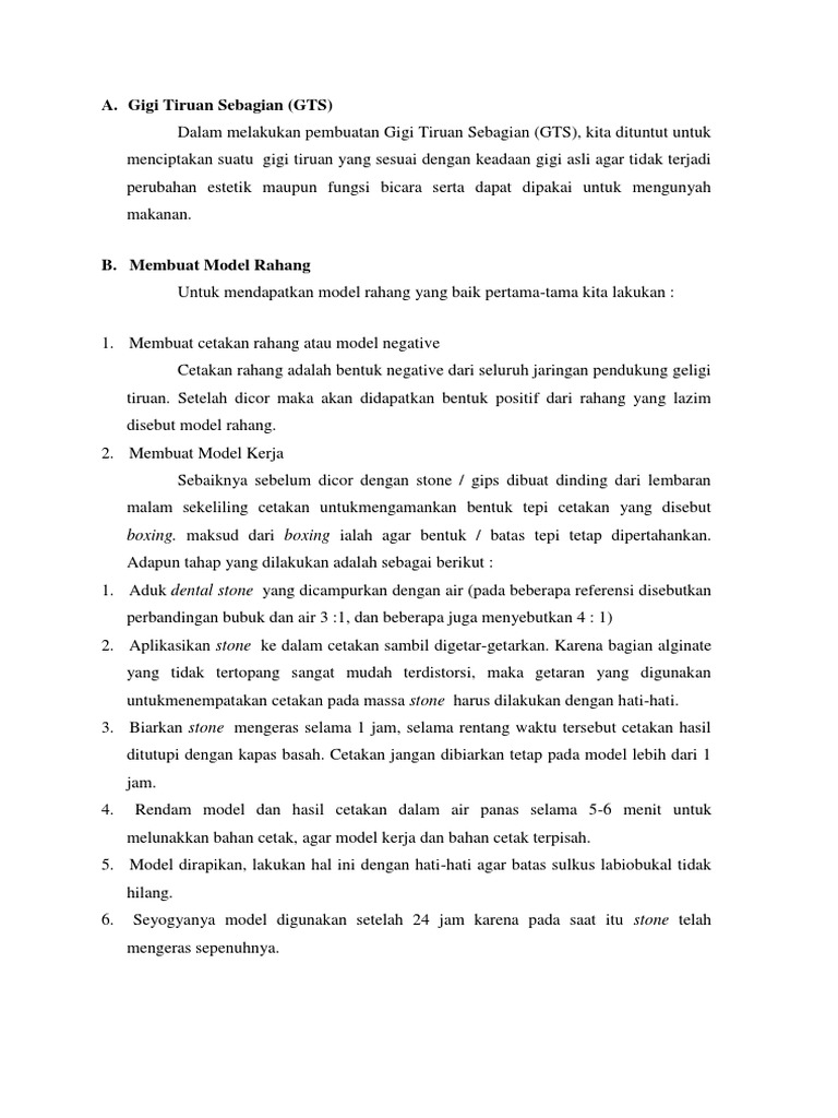 Prosedur Pembuatan Gigi Tiruan | PDF