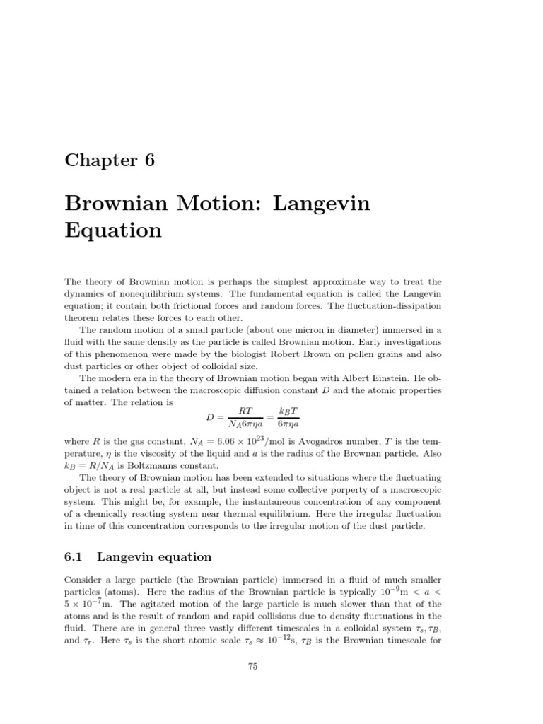 Brownian Motion Langevin Equation Brownian Motion Teaching Mathematics