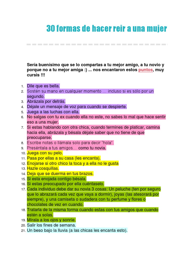 30 Formas de Hacer Reir A Una Mujer | PDF | Poesía, image size:768x1024