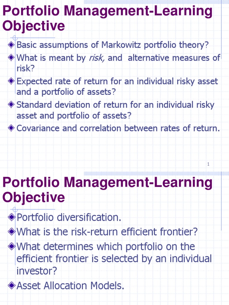 Portfolio Theory PDF Modern Portfolio Theory Covariance
