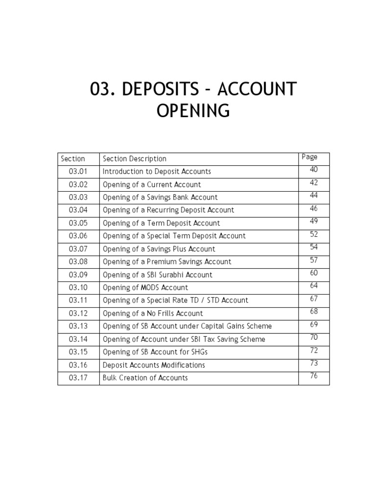 Opening Various SBI Deposit Accounts | PDF | Transaction Account ...